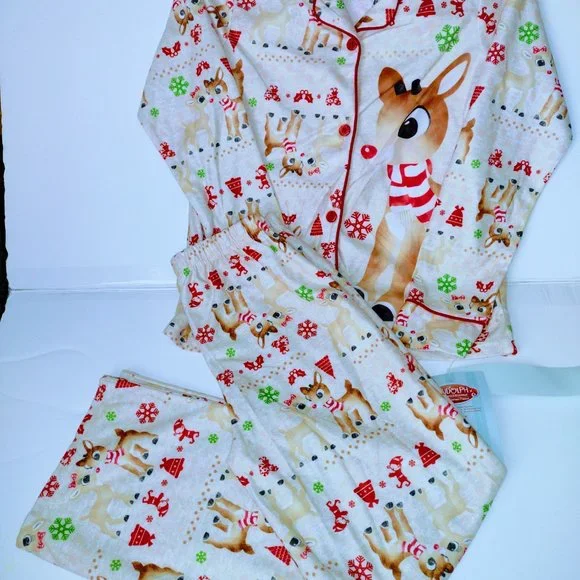 Conjunto de pijama de navidad para niños y niñas, Tops de manga larga con solapa - Picture 4 of 7